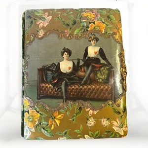 Antikes viktorianisches Zaun Domina Motiv Zelluloid Fotoalbum 19. Jh. mit Fotos - Bild 1 von 24