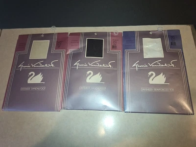 3 pares de pantimedias vintage Gloria Vanderbilt talla E Off White, Off Black & White Foto 1 de 4