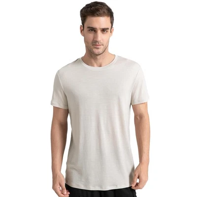 Men's Merino Wool T-Shirt, 100% Organic Merino Wool Undershirt Lightweight Cr... - Image 1 of 4