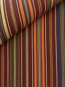 PIERRE FREY "PRETORIA/Pimentón" Especia/Naranja/Verde/Azul Tejido Raya-27"Wx22"L - Imagen 1 de 6