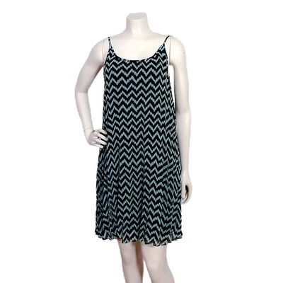 BCBG Generation Womens Dress Size M Navy Chiffon Zig Zag Print Sleeveless Lined  - Image 1 of 4