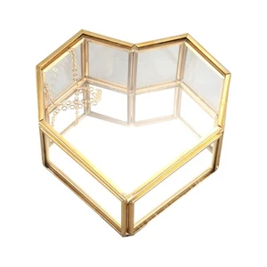 Flip Love Heart Shaped Geometric Glass Glass Box Exquisite Wedding5227 - Picture 1 of 9