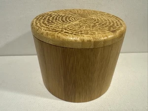 Totally Bamboo Carved Tree Of Life Wood Salt Cellar with Swivel Magnetic Lid Box - Picture 1 of 4