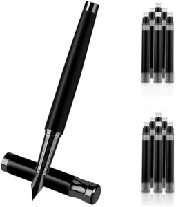 Luxus Metall Kugelschreiber Set - feine Feder Füllfederhalter mit Konverter und 10 schwarze Tinte Auto - Bild 1 von 7