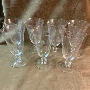 1940s Bryce glass Co autumn leaf cut Pattern Iced Tea Stem Lot Of 7 Pieces - Picture 1 of 4