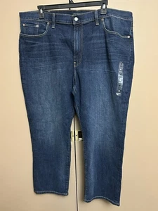 LUCKY BRAND Athletic Fit Stretch Men’s Dark Wash Jeans 46 x 28 Zip Fly NWT - Picture 1 of 14