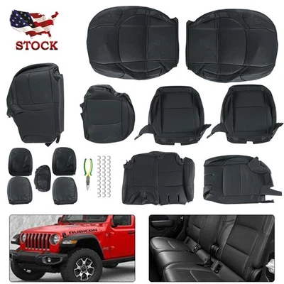 Leather Seat Covers For 2019-2022 Jeep Wrangler 4 Door JL Rubicon Black Red Foto 1 de 4