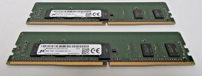16GB (2 x 8GB) Micron PC4-2666V 1Rx8 ECC RDIMM RAM MTA9ASF1G72PZ-2G6J1QI - Image 1 of 3