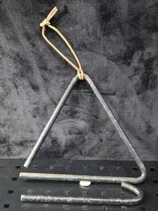 Vintage LARGE 11"  Musical Steel Triangle Percussion Instrument with Striker - Picture 1 of 9
