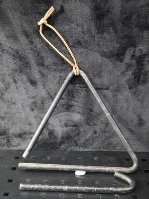Vintage LARGE 11"  Musical Steel Triangle Percussion Instrument with Striker - Image 1 of 4