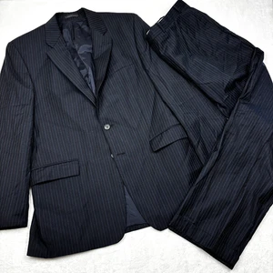 Lauren Ralph Lauren LRL 2 Piece Suit Mens 44L/38W Navy Blue Wool Pinstripe - Picture 1 of 22