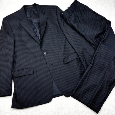 Lauren Ralph Lauren LRL 2 Piece Suit Mens 44L/38W Navy Blue Wool Pinstripe - Image 1 of 4