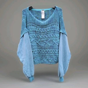 Suéter Free People Mujer Extra Grande Azul Miel Cable Pullover Tejido Combo - Imagen 1 de 10