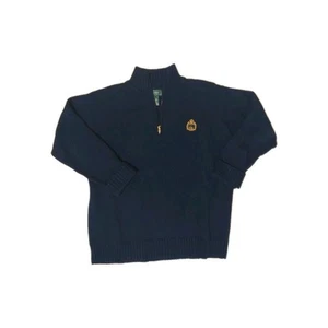 Suéter Vintage Lauren Ralph Lauren 1/4 Cremallera Bordado Escudo Loho Talla L Azul Marino - Imagen 1 de 9
