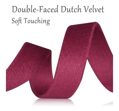 Lot Of 4 Velvet Christmas Ribbon, Double Face 3/8" X 20Yd Each Presents 🎁 2 - Image 1 of 4