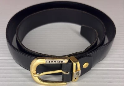 Vintage Lacoste Belt Buckle on Leather Belt Made In Greece Size 30 - Image 1 of 4