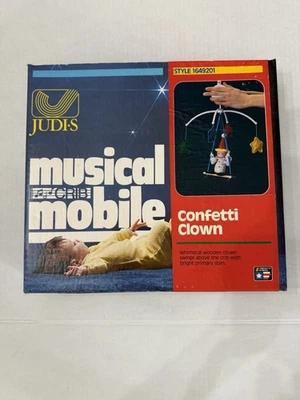 De Colección Cuna Bebé Guardería Móvil Confeti Payaso En Columpio Estrellas Colores Primarios Judis Foto 1 de 4