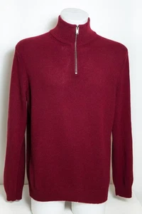 Marks & Spencer 1/4 Zip Neck Lambswool Jumper Pullover Sweater Medium Red - Picture 1 of 13
