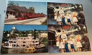 Early DISNEYLAND Postcards: 2 x Kaiser Aluminum, Steamboat + Frontierland Train - Picture 1 of 2