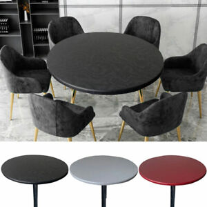 Round Elastic Waterproof Table Cover Cloth Fitted Tablecloth Oil Proof Protector