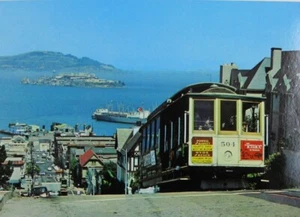 Vintage Color Print 11" X 14" San Francisco Bay - Cable Car - Alcatraz - Ship - Picture 1 of 9