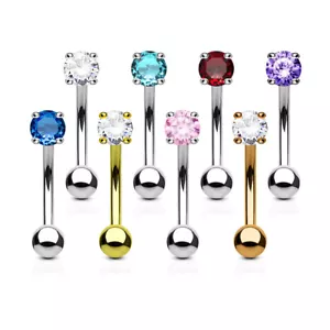 Juego de 8 piezas de anillos redondos para cejas gemas lote al por mayor 316L acero quirúrgico 16 g - Imagen 1 de 1