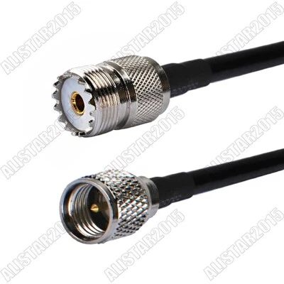 Mini UHF male plug to UHF SO-239 Female pigtail Coaxial cable RG58 30cm for WiFi - Image 1 of 3