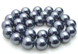 10mm Round Black Sea Shell Pearl Loose Beads for Jewelry Making DIY Strands 15" - Picture 1 of 3