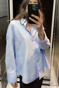 NEW Women's Sky Blue Long Sleeve Buttoned Dress Shirt Size M Original $40 - Picture 1 of 5
