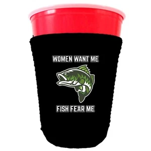 Mujeres Want Me Fish Fear Me Neopreno Plegable Fiesta Copa Coolie - Imagen 1 de 8