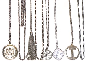 Mixed Lot Of 8 Necklaces Libra Pendant Silver Plated Tassel Stone Round Womens - Picture 1 of 24
