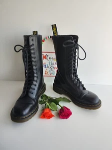 Dr Martens 1914 14 Loch Black Leather Mid Calf Boots UK6 EU39 US8 - Bild 1 von 10