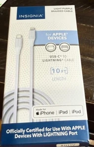 2-Pack - Insignia 10ft iPhone iPad Lightn-ing to USB-C MFi-Certified Cable -NEW - Picture 1 of 1
