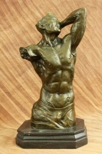Signed Original Hot Cast Abstract Male Bronze Sculpture Hot Cast Bust Statue NR - Imagen 1 de 12