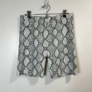 American Eagle Snakeskin Bike Shorts Size Large L Gray White Stretch High Rise - Picture 1 of 10