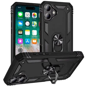 Funda híbrida con anillo magnético para iPhone 16 Plus de 6,7 pulgadas - Negra - Imagen 1 de 3