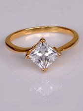 2.00 Carat Awesome Princess Shape Solid 14KT Yellow Gold Solitaire Women;s Ring