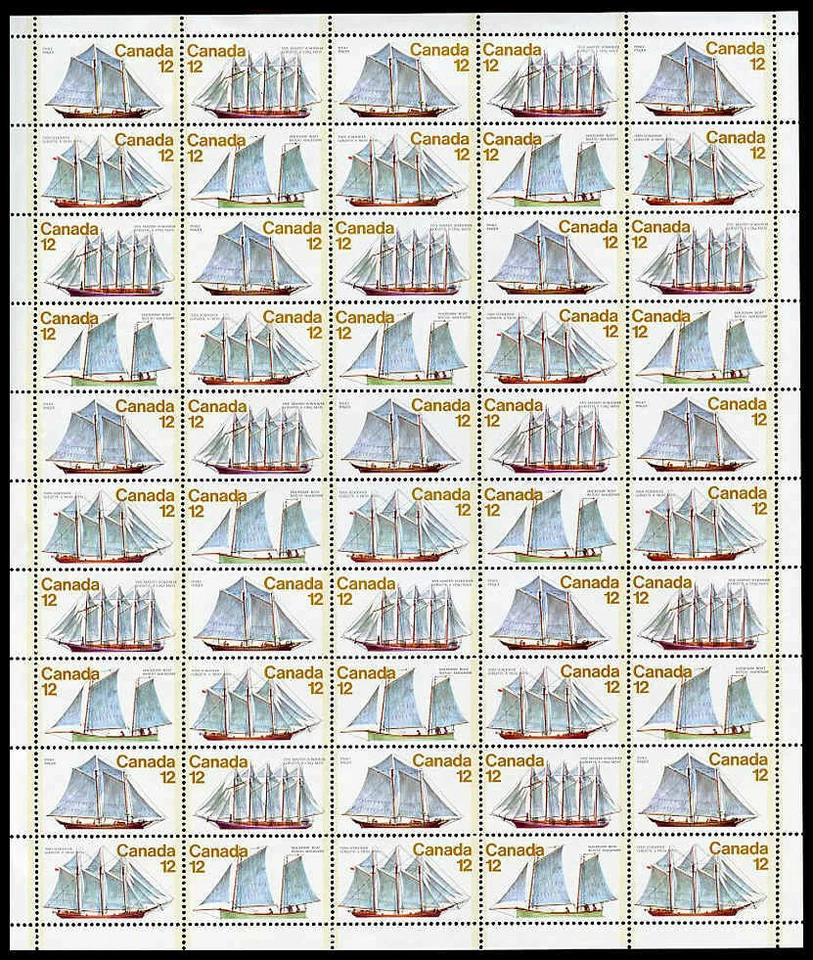 Canada #744-747i MNH 1977 Sailing Vessels Full Sheet with four plate blocks - Image 1 of 1