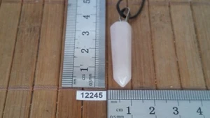Pendentif pointe 32 mm en QUARTZ ROSE + cordon reglable lithotherapie collier - Imagen 1 de 2
