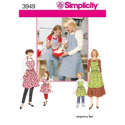 SIMPLICITY 3949 Childs & Adults Aprons Sewing pattern Sizes S-M-L Skill: EASY - Image 1 of 4