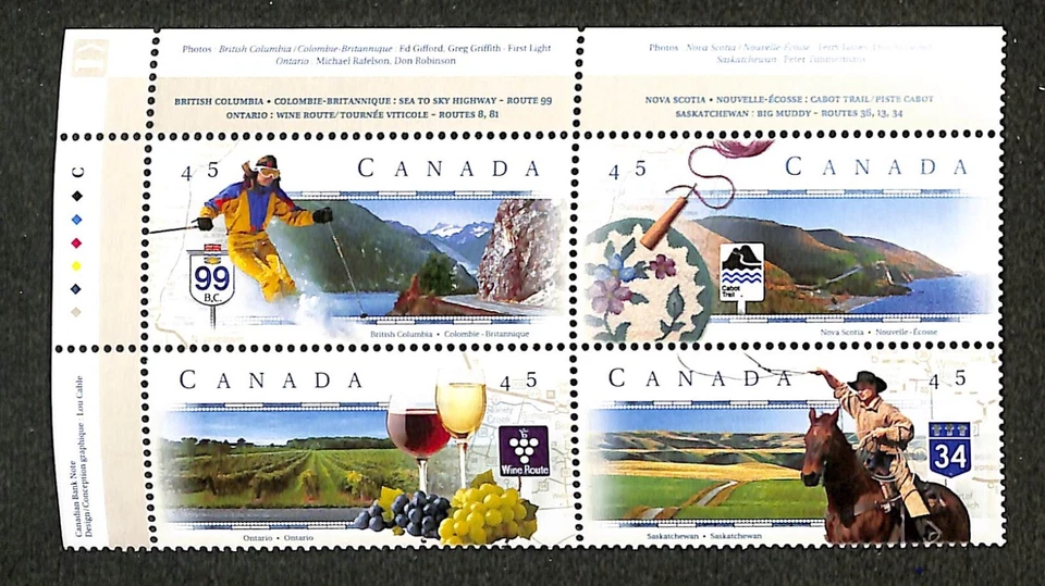 CANADA - Scott 1653a (1650 TO 1653) - SCENIC HIGHWAYS I - UL Plate Block - MNH — 第 1/1 张图片