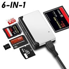 Mini 6-IN-1 Memory Card Reader USB 3.0 Type C High Speed for SD TF M2 MS XD CF