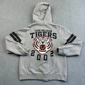 True Religion Hoodie Youth Medium Gray Full Zip Teen Boys Tigers 2002 Sweatshirt - Picture 1 of 10