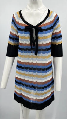 M Missoni ALTRD Multicolor Chevron Knit V-Neck Short Sleeve Mini Dress sz 42 - Image 1 of 4