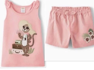 GIRLS PINK SAFARI SHORTS AND LEOPARD TOP GYMBOREE OUTFIT NWT SIZE 7 - Picture 1 of 3