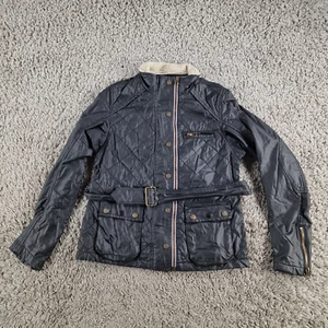 Superdry Chaqueta Mujer Grande Negro Acolchado Abrigo Motociclista - Imagen 1 de 14