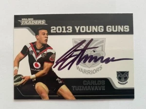 2013 NRL TRADERS YOUNG GUNS SIGNATURE CARLOS TUIMAVAVE NEW ZEALAND WARRIORS - Picture 1 of 3