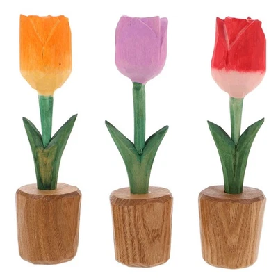  3 Pcs Wooden Tulip Table Centerpiece Decorative Spring Tiered Trays - Bild 1 von 4