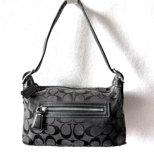 Bolso de Hombro Coach Vintage Y2K Signature Negro Jacquard Demi M052-6044 - Imagen 1 de 17