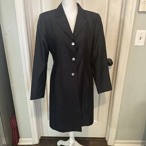 Chaqueta Blazer Larga Kate Hill Para Mujer Talla 6 100% Seda Pecho Único Negra - Imagen 1 de 11